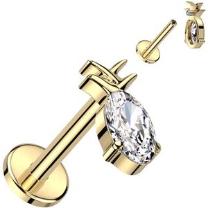 Interne Labret Stud met Ananas Top van Titanium - Goud - 8 mm