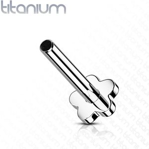Gekleurd Massief Titanium Threadless Labret Staafje met Platte Bloem Achterkant - Silver - 1.2 mm - 7 mm