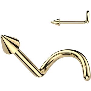 Basic Titanium Neus Screw met Spike top - Goud - 1 mm