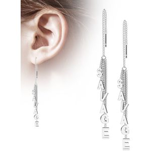 Ear Threaders met SAVAGE tekst in de ketting - Zilver