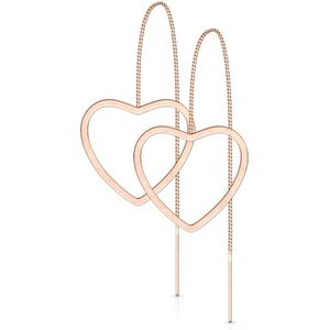 Paar gekleurde threader oorbellen met open hart – Rosé Goud
