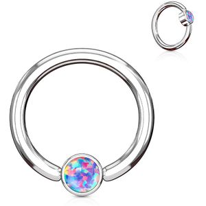 Ball closure ring met paarse Opaal in cilinder - 1.2 mm - 8 mm - 3 mm