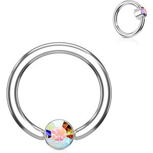 Ball closure ring met aurora borealis diamantje in cilinder - 1.6 mm - 12 mm - 5 mm