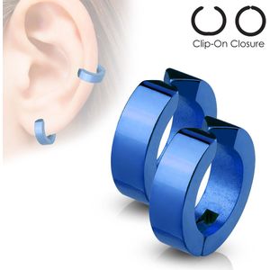 Set neppe clip-on oor ringen met plating - titanium plated - blauw