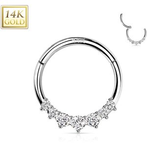 Massief Gouden Segmentring met scharnier en 7 Opaal Stenen