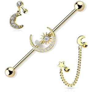 Gekleurde kraakbeen set met halve maantjes en sterren - Goud