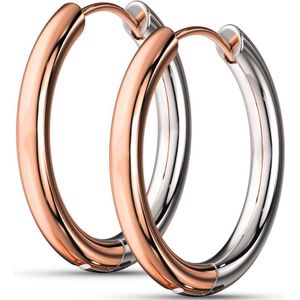 Paar Oorbel Ringen met Twee kleuren in verschillende Diktes - Rose Goud - 12 mm - 2.5 mm