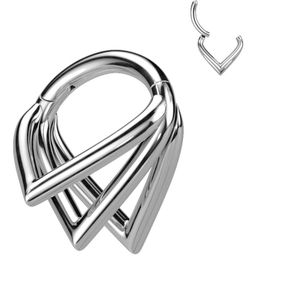 Titanium Segmentring met Driedubbele Chevron Vorm - Zilver - 8 mm