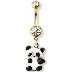 Navelpiercing met Baby Panda hangertje - Goud