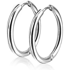 Paar zilver gekleurde oorringen met naadloos scharnier - 12 mm