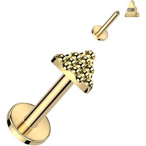 Intern Geschroefde Titanium Labret met Diamant patroon op Triangel Top - Goud - 8 mm