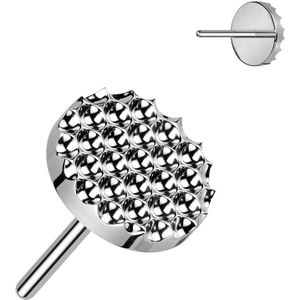 Threadless Ronde Top met Diamant geslepen oppervlak - Zilver