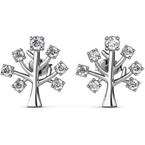Elegante Zilveren Oorstekers met Swarovski kristallen Boom - Zilver
