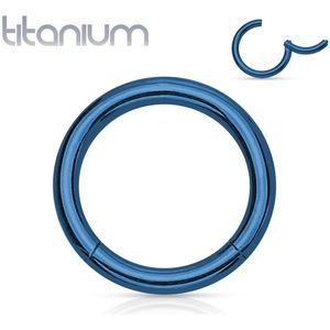 Gekleurde massief titanium segmentring met vast segment – 1.0 mm - 8 mm - Blauw