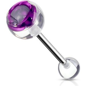 Chirurgisch Stalen Tongpiercing met Vastgezette Gekleurde Roos - Paars