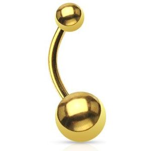 Vergulde navelpiercing - 10 mm - 4 & 6 mm