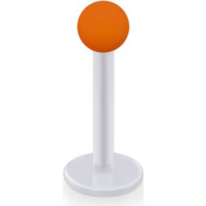 Heldere acryl labret met gekleurd acryl balletje - 10 mm - Oranje