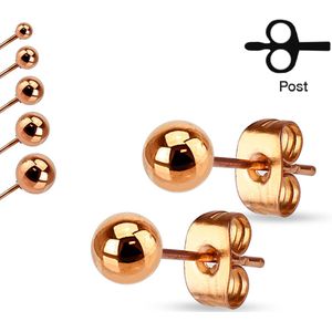 Paar oorknopjes met hol balletje - 7 mm - rosé goud