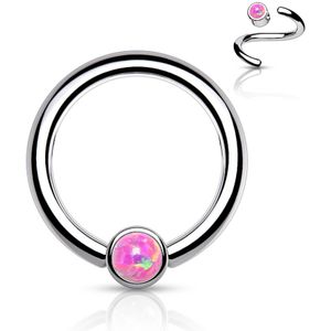 Titanium Ball Closure Ring met Opaal Steen - Roze