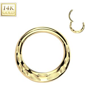 Hammered 14 Kt. Gouden Segment Ring - 10 mm