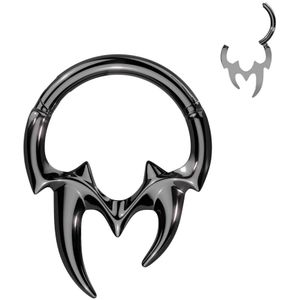 Segment Ring met Tribal Fangs Figuur - Zwart - 8 mm