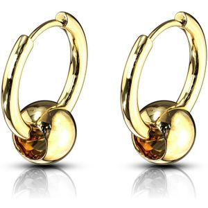 Paar oorbellen met ball closure ring look - Goud