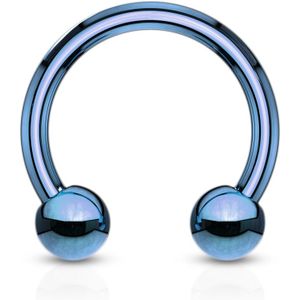 Gekleurde titanium plated circular barbell - 2.4 mm - 12 mm - 6 mm - blauw