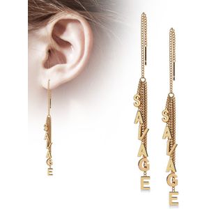 Ear Threaders met SAVAGE tekst in de ketting - Rose Goud