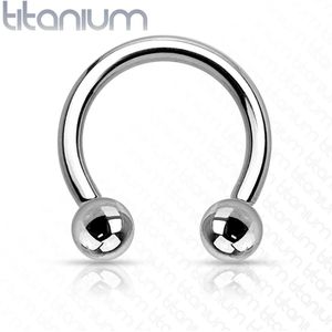 Titanium intern geschroefde circular barbell met balletjes - 1.2 mm - 12 mm - 5 mm