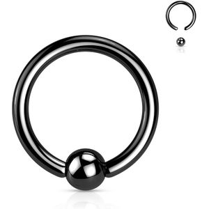 Titanium Ball Closure Ring met Gekleurde PVD Plating - Zwart - 10 mm