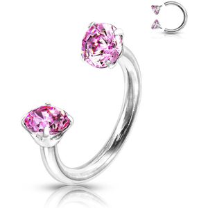 Intern geschroefde circular barbell met prong set kristal