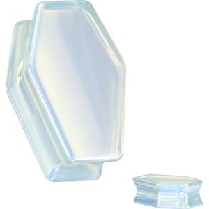 Double-Flared Doodskist Plug van Opalite - 14 mm