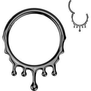 Titanium Segment Ring met Druipend Bloed - Zwart - 10 mm