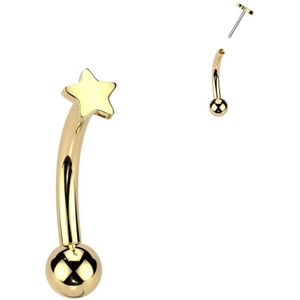 Threadless Titanium Gebogen Barbell met Sterretjes Tpp - Goud