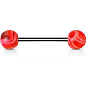 Barbells met marmeren kleuren balletjes - rood