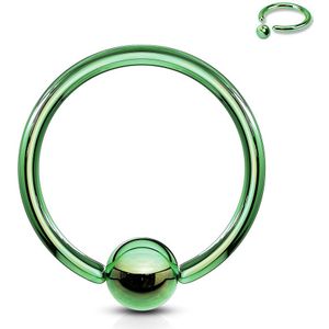 Ball closure piercing ring met groene plating - 1.6 mm - 12 mm - 5 mm