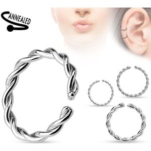 Multifunctionele gedraaide piercing ring van staal - 1 mm - 10 mm
