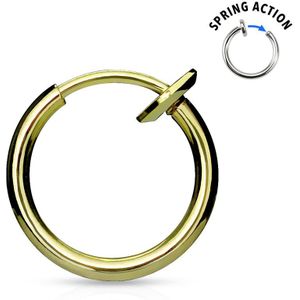 Multifunctionele titanium plated springveer clip-on piercing - goud