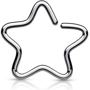 Zilveren clip-on piercing ring met ster