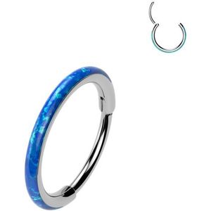 Dunne Segment Ring met Synthetische Opaal - Zilver - 10 mm - Blauw