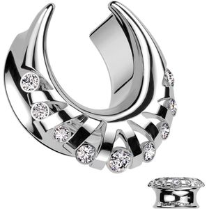 Waaier Saddle Fit Tunnel met Steentjes - Zilver - 14 mm
