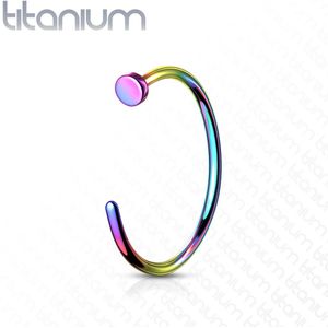 Gekleurde neusring van massief titanium met platte top - 1.0 mm - 10 mm - Regenboog