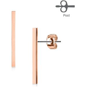 Paar oorbellen van rosé goud met 20 mm lang staafje