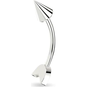 Curved Barbell in de vorm van een Pijl - Zilver - 8 mm