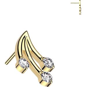 Threadless Titanium Top met Drie Vallende Sterren met Steentje - Goud