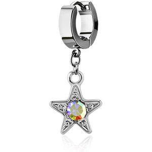 Helix huggie met hangende ster en rond kristal – Aurora Borealis