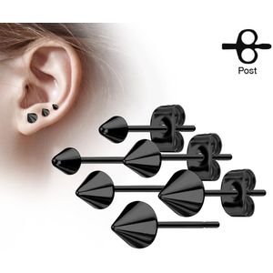 Paar gekleurde oorknopjes met een spike als top - 5 mm - zwart