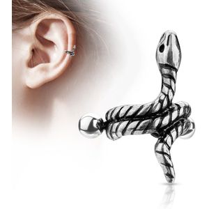 Helix piercing cuff met gekleurde opgerolde slang - Zilver