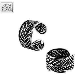 Oor cuff van .925 sterling zilver met veren patroon