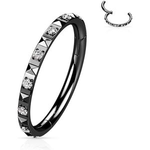 Chirurgisch Stalen Segmentring met Kristallen en Piramidevormen